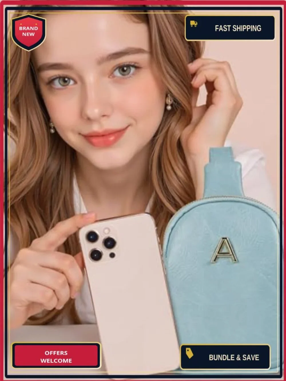 Girls Crossbody Bag Faux Leather Personalized Sling Purse Gift